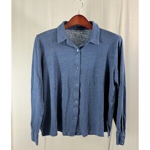 Eileen Fisher Classic Fit Organic Linen Button-Up Shirt Women’s Sz L Minimalist